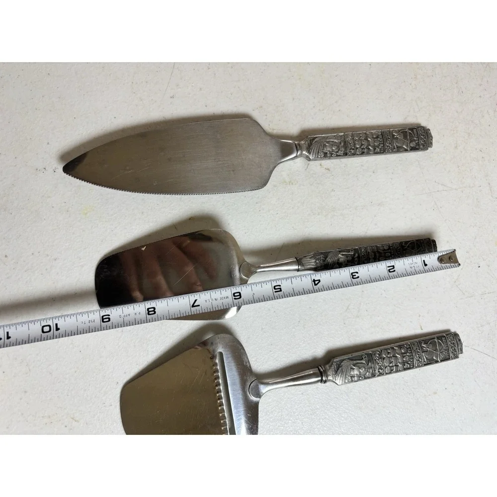 Spar Norway Stainless 18/8 w/ Pewter Handles Cheese Plane Pie & Cake Servers (3)